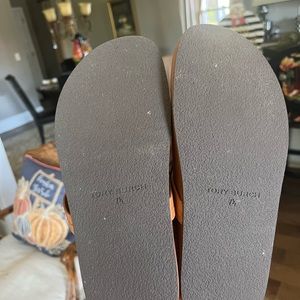 Tory Burch Camel Leather Miller Cloud Slide Size 7.5